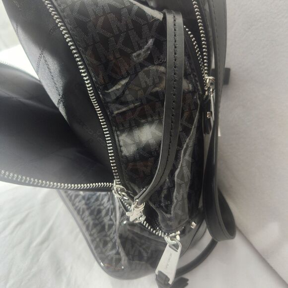 Michael Kors Black Signature Glossy XS Rhea Convertible Backpack Crossbody Bag main image 11